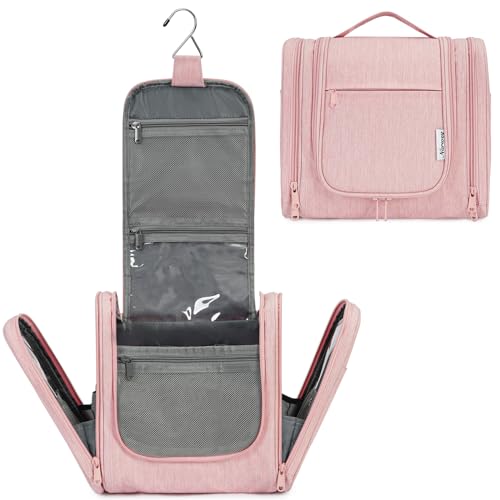 Narwey Kulturbeutel Damen & Kulturbeutel Herren Kulturtasche Zum Aufhängen Männer Kosmetiktasche Waschtasche für Frauen & Mädchen (Rosa) von Narwey