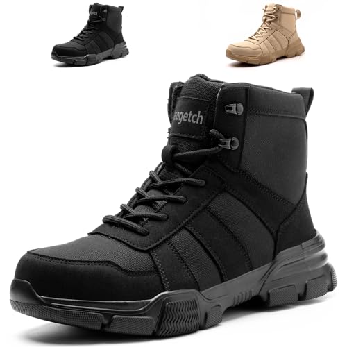 Nasogetch Sicherheitsstiefel Herren Damen Sicherheitsschuhe Arbeitsstiefel Leicht Atmungsaktiv Arbeitsschuhe mit Stahlkappen Schwarz 36 EU 230 von Nasogetch