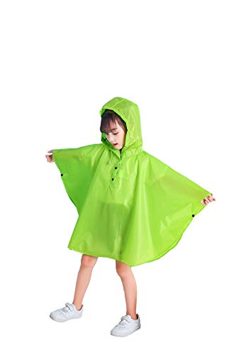 Natashas Kinder Mädchen Jungen Regenponcho Wasserdicht Regenjacke Regenmantel Softshelljacke mit Kapuze (Grün, 98/116) von Natashas