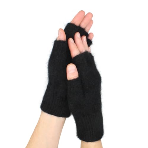 Native World POSSUM Fingerlose Handschuhe aus Merinowolle für Damen und Herren, beerenrot, weich, extrem warm, Schwarz , 38 von Native World