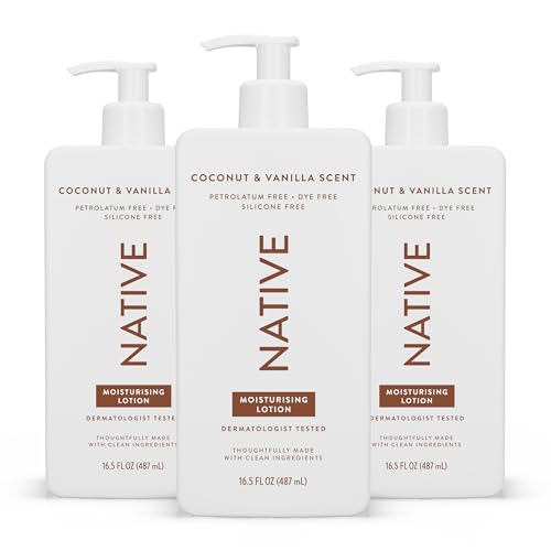 Native Bodylotion für Frauen & Männer - ohne Silikone und Farbstoffe - Hand- und Körpercreme mit Kokosnuss- & Vanille-Duft für trockene Haut - natürlich, mit Sheabutter & Glycerin - 3 x 487 ml Native Bodylotion für Frauen & Männer - ohne Silikone und Farbstoffe - Hand- und Körpercreme mit Kokosnuss- & Vanille-Duft für trockene Haut - natürlich, mit Sheabutter & Glycerin - 3 x 487 ml von Native