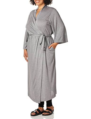 Natori Shangri La Langer Bademantel mit Kimono-Ärmeln, Bademantel für Damen - Grau - X-Small Natori Shangri La Langer Bademantel mit Kimono-Ärmeln, Bademantel für Damen - Grau - X-Small von Natori