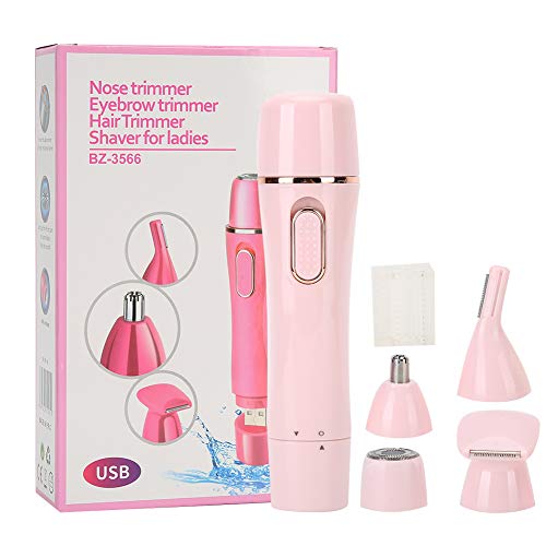 4-in-1 Elektrisches Haarentfernungsset, USB-Aufladung, Haarrasierer, Körper- Und Gesichtshaar-Epilierer, Kabelloser Haarschneider Für Männer Und Frauen, Rosa von Natudeco