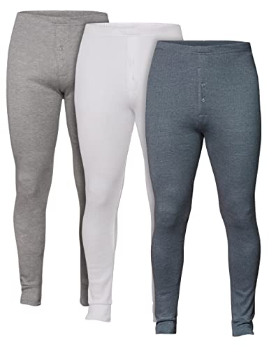 Natural Cotton 3er Pack Herren Lange Thermounterwäsche mit Eingriff Unterhose Baumwolle XL von Natural Cotton