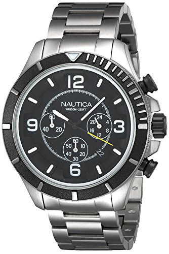 Nautica Herren Chronograph Quarz Uhr mit Edelstahl Armband NAI21506G von Nautica