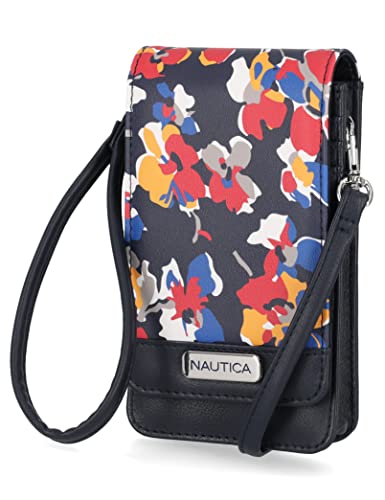 Nautica Catalina Damen-Geldbörse, veganes Leder, RFID-Umhängetasche, Handy-Geldbörse, Indigo Atmosphere, Zeitgenössisch von Nautica