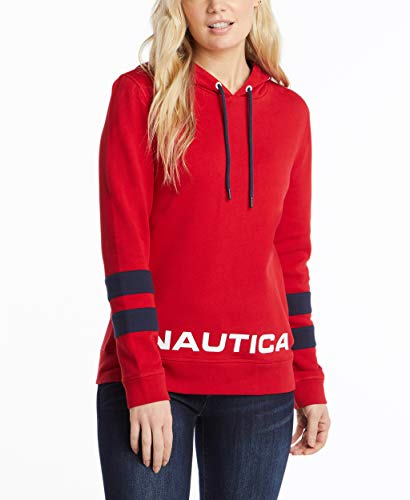 Nautica Damen Classic Supersoft 100% Cotton Pullover Hoodie Kapuzenpullover, Nautisches Rot, Medium von Nautica