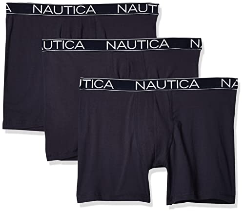 Nautica Herren 3-pack Classic Underwear Cotton Stretch Boxer Brief Retroshorts, Peacoat, M EU von Nautica