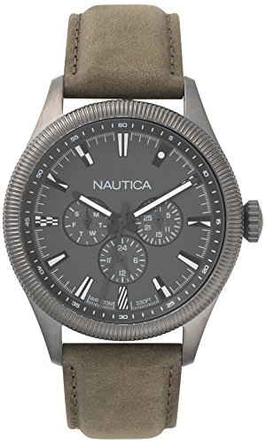 Nautica Herren Analog Quarz Uhr mit Leder Armband NAPSTB002 von Nautica