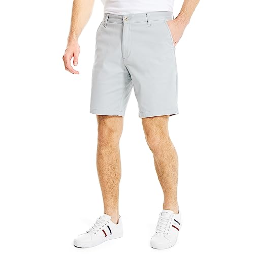 Nautica Herren Classic Fit Flat Front Stretch Solid Chino Deck Legere Shorts, grau(True Quarry), 33W von Nautica