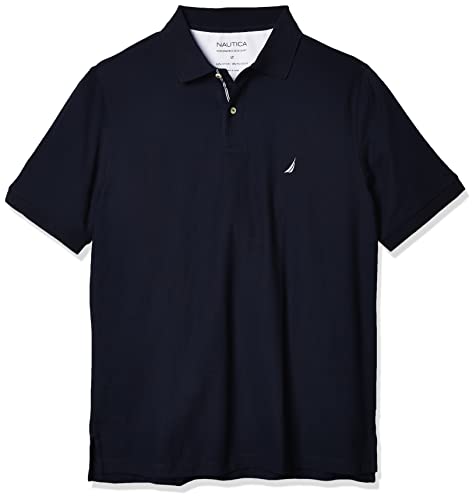 Nautica Herren Classic Fit Kurzarm Solid Performance Deck Polo Shirt Polohemd, Marineblau, XL/Tall von Nautica