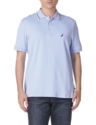 Nautica Herren Classic Fit Short Sleeve Dual Tipped Collar Poloshirt, Noon Blue (Mondblau), L EU von Nautica