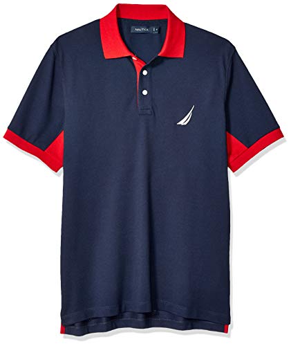 Nautica Herren Classic Fit Short Sleeve Performance Pique Polo Shirt Poloshirt, Navy, Groß von Nautica