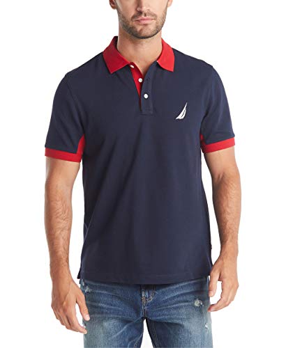 Nautica Herren Classic Fit Short Sleeve Performance Pique Polo Shirt Poloshirt, Navy, Mittel von Nautica