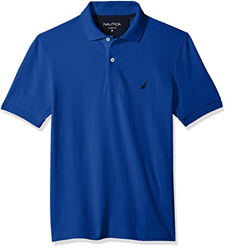 Nautica Herren Classic Short Sleeve Solid Cotton Pique Polo Shirt Poloshirt, Blau-Monaco Blue, Mittel von Nautica