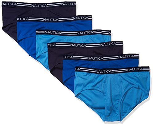 Nautica Herren Cotton Classic Multipack Briefs T-Shirt, Peacoat/Aero Blue/Sea Cobalt 6 Stück, XX-Large von Nautica