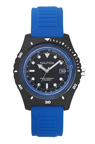 Nautica Herren Datum klassisch Quarz Uhr mit Silikon Armband NAPIBZ002 von Nautica