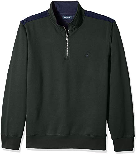 Nautica Herren Fleece-Pullover mit 1/4-Reißverschluss Sweatshirt, Kelp Sees, Small von Nautica