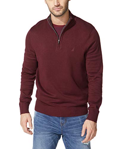 Nautica Herren Nautica Men's Quarter-zip Sweater Pullover, Burgunderrot, XL EU von Nautica