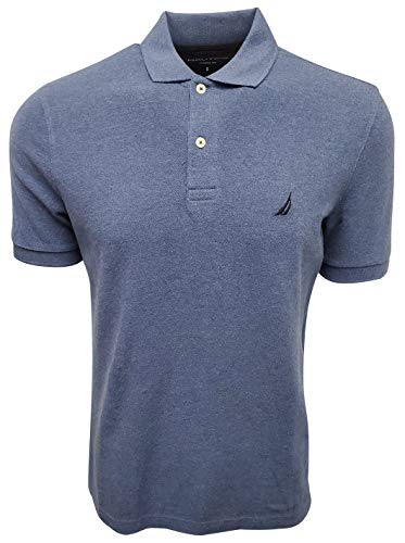 Nautica Herren-Polo-Piqué-T-Shirt mit klassischer Passform, Stahlblauer Heather, Groß von Nautica