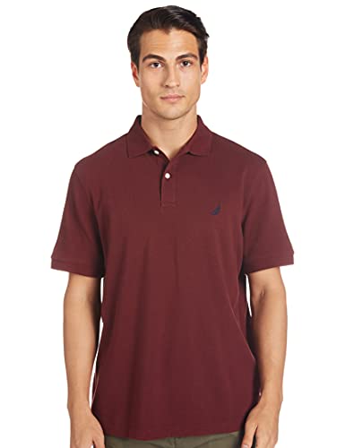 Nautica Herren Short Sleeve Solid Cotton Pique Shirt Polohemd, Burgunderrot, XL EU von Nautica