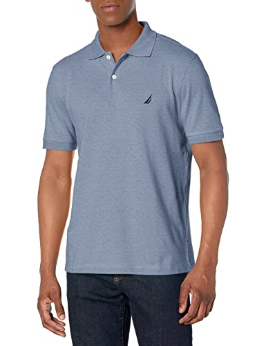 Nautica Herren Poloshirt mit kurzen Ärmeln, Klassische Passform Polohemd, Deep Anchor meliert, XX-Large von Nautica