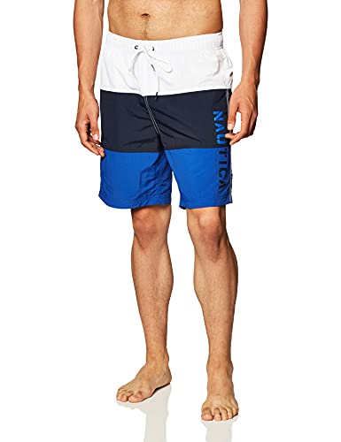 Nautica Herren Quick Dry Classic Logo Tri-Block Series Swim Trunk Badehose, Helles Kobaltblau, Large von Nautica