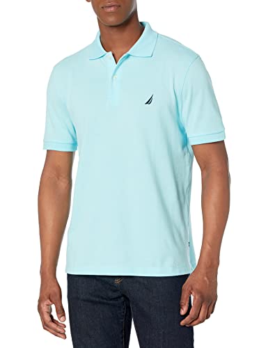 Nautica Herren Short Sleeve Cotton Pique Polo Shirt Poloshirt, Bright Aqua Solid, Mittel von Nautica