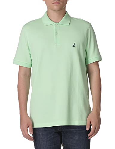 Nautica Herren Short Sleeve Solid Cotton Pique Polo Shirt Poloshirt, Eschengrün massiv, Groß von Nautica