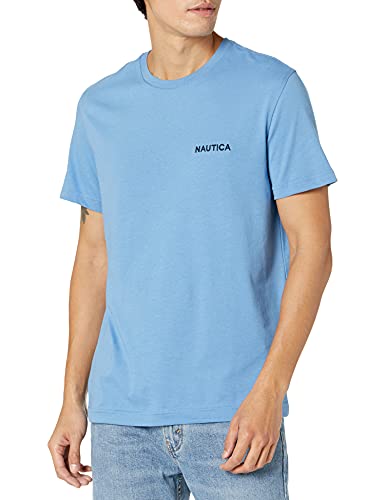 Nautica Herren Short Sleeve Solid Crew Neck T-shirt T Shirt, Rivieria Blue Solid, L EU von Nautica