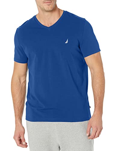 Nautica Herren Short Sleeve Solid Slim Fit V-Neck T-Shirt, königsblau, Groß von Nautica