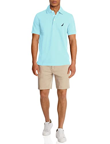 Nautica Herren Short Sleeve Solid Stretch Cotton Pique Polo Shirt Poloshirt, Bright Aqua, Mittel von Nautica