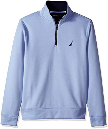 Nautica Herren Solid 1/4 Zip Fleece Sweatshirt, Leinenblau, X-Large von Nautica