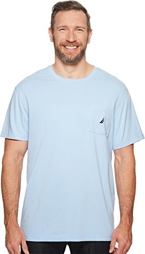 Nautica Herren Solid Crew Neck Short Sleeve Pocket T-Shirt Unterhemd, Noon Blue (Mondblau), Groß von Nautica