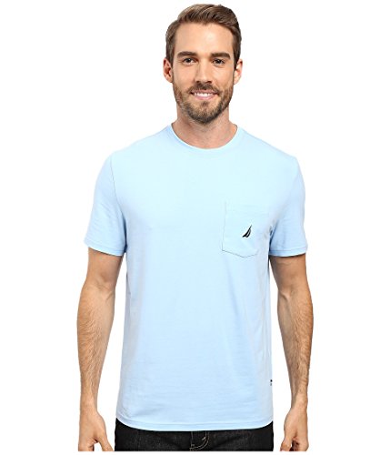 Nautica Herren Solid Crew Neck Short Sleeve Pocket T-Shirt Unterhemd, Noon Blue (Mondblau), Groß von Nautica