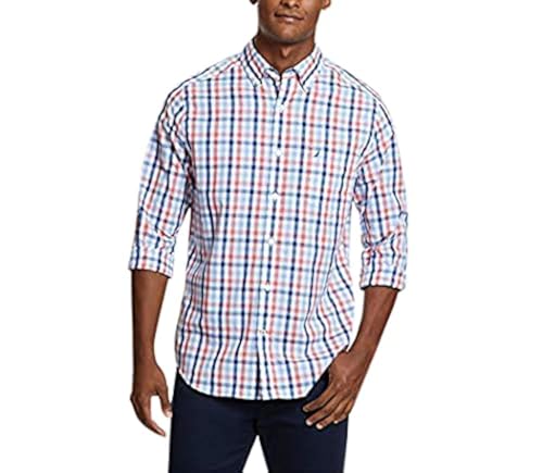 Nautica Herren Wrinkle Resistant Long Sleeve Front Shirt Hemd mit Button-Down-Kragen, Dreamy Coral, Groß von Nautica