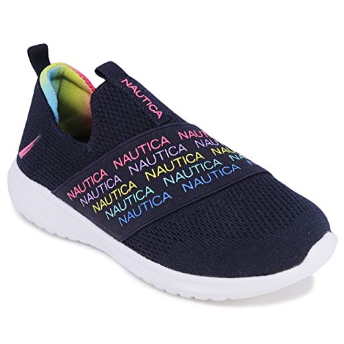 Nautica Kids Youth Athletic Fashion Sneaker Running Shoe Slip On- Boy - Girl Little Kid Big Kid-Pierce-Navy Rainbow-2 von Nautica