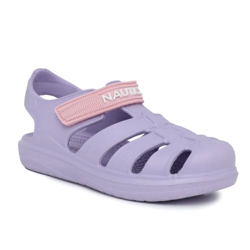 Nautica Lässige Kinder-Sandalen mit geschlossenem Zehenbereich, leicht, bequem, für Kleinkinder und Mädchen, Rosa, Lila, 11.0 cm von Nautica