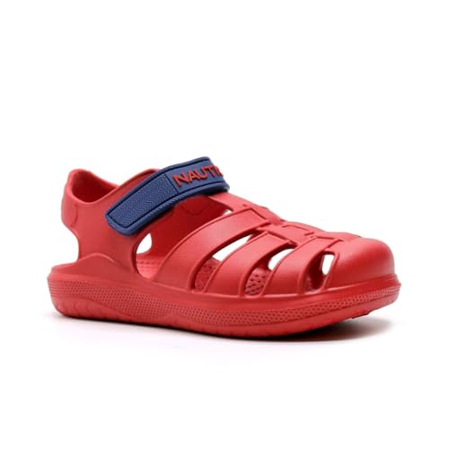 Nautica Lässige Kinder-Sandalen mit geschlossenem Zehenbereich, leicht, bequem, für Kleinkinder und Mädchen, Rot/blau/marineblau, 17.0 cm von Nautica