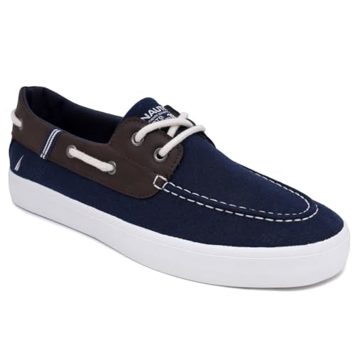 Nautica Spinnaker Schnürung Bootsschuh für Männer, lässige Loafer, Mode Sneaker, Maladen-marineblau braun, 41 EU von Nautica