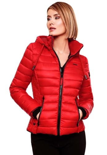 Navahoo Damen Jacke Steppjacke Übergangsjacke gesteppt Stepp Frühjahr B650 [B650-Lulana-Rot-Gr.S] von Navahoo