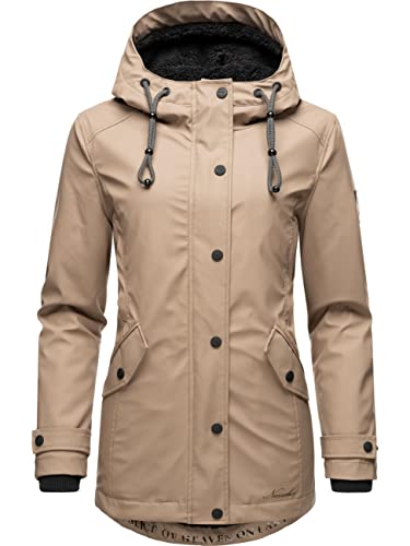 Navahoo Damen Winterjacke Kurze Regenjacke wasserdicht warm gefüttert mit Kapuze Lindraa Taupe Gr. L von Navahoo