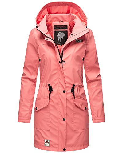 Navahoo Damen Softshell Jacke Winterjacke wasserabweisend Outdoor lang B678 [B678-Deik-Rose-Coral-Gr.S] von Navahoo