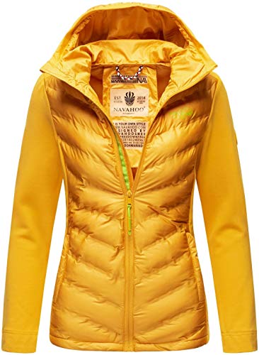 Navahoo Damen Fleece Hybrid Jacke Wanderjacke Kapuzenjacke B852 [B852-Nimm-Gelb-Gr.M] von Navahoo