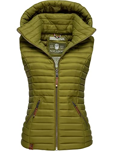 Navahoo Damen Übergangsjacke leichte Steppweste mit Abnehmbarer Kapuze Shadaa Moss Green Gr. S von Navahoo