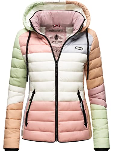 Navahoo Damen Übergangs-Jacke leichte Colorblocking Steppjacke Lulana Multikulti Multicolour Pastel Gr. S von Navahoo