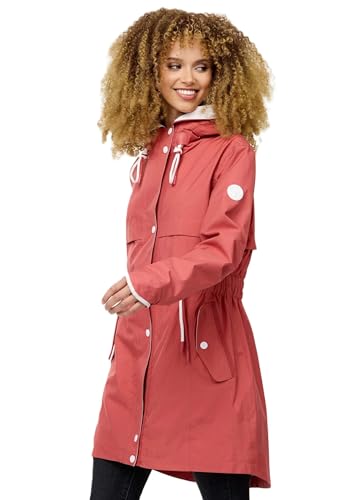 Navahoo Damen Übergangsjacke Herbst Frühling Jacke lang mit Kapuze B998 [B998-Xank-Rouge-Gr.S] von Navahoo