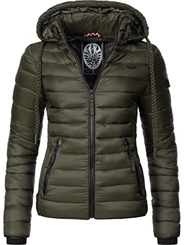 Navahoo Damen leichte Übergangsjacke Steppjacke mit Kapuze Lulana Olive Gr. XS von Navahoo