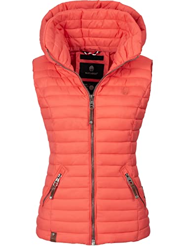 Navahoo Damen Übergangsjacke leichte Steppweste mit Abnehmbarer Kapuze Shadaa Coral Gr. XXL von Navahoo