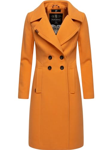 Navahoo Damen Warmer klassischer Winter Wollmantel lang mit Reverskragen Wooly Apricot Sorbet Gr. S von Navahoo